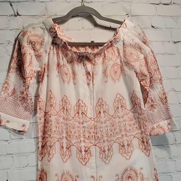 Crosstree Lane pink and white gauze coverup - Picture 2 of 7